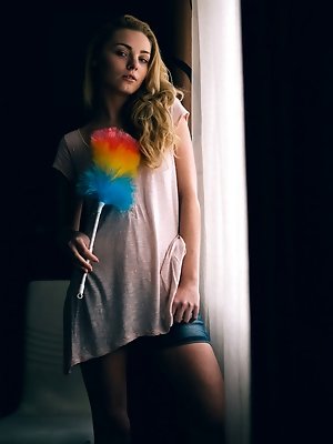 Milla strips and bares her tight, nubile body with perky tits and delectable pussy as she poses on the bed.